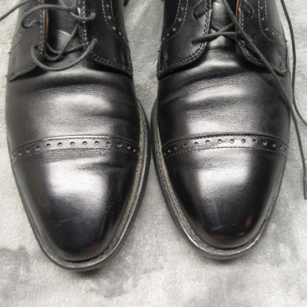 Allen Edmon Clifton Dress Shoes Mens‎ 9.5 D Black Leather Cap Blucher Oxford USA